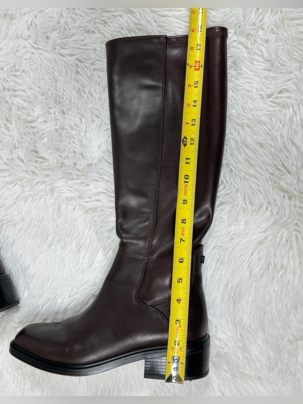 Franco Sarto Gisella Knee High Boots Burgundy Leather Low Heel Side Zip Size 9M - Picture 14 of 15